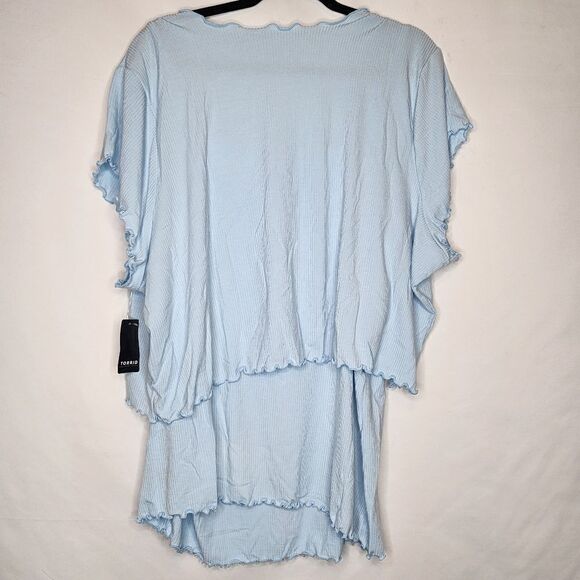 6X 30W Torrid Blue Cami Shrug Set Rib Lettuce Edge Fitted Supersoft Stretch 90s - Picture 7 of 12